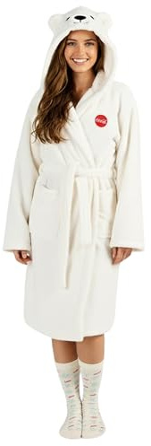 Offiziell lizenzierter Coca-Cola Bademantel – kuscheliger Sherpa-Fleece-Bademantel mit Kapuze (Unisex)