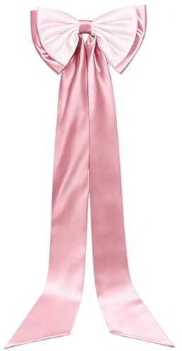 CREATCABIN Fiocchi Rosa Grandi per Panche Matrimonio Lunghe Code Rimovibili Grandi Lunghi Raso per Abito Sposa Cintura Sposa Accessori per Costumi Halloween Puntale per Albero Natale Donna 170x40cm