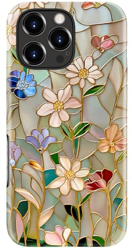 ESDOT for iPhone 16 Pro Case Cute,Trendy Floral Phone Cover for Women | Wireless Charging Compatible - Slim Fit Hard Back Soft Silicone Bumper - Aesthetic Y2K Cover for Women Girls