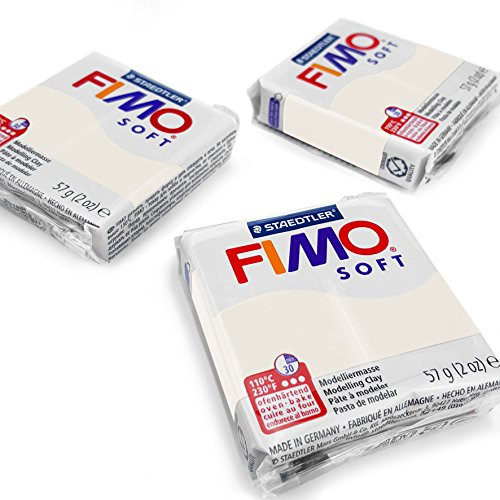FIMO Soft Polymer Oven Modelling Clay - Most Popular Colours - 57g - Set of 3 - White
