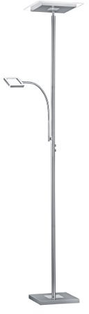 Reality Leuchten LED Deckenfluter Wicket R42762107, Metall Nickel matt, inkl. 18 + 4 Watt LED 55 x 30 x 182 cm