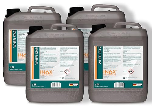 INOX® Felgenreiniger 4x 5L | Hocheffektiver Felgenreiniger für Alufelgen, Stahl- & Chromfelgen | Entfernt hartnäckigen Schmutz, Bremsstaub & Flugrost | Profi-Autopflege für glänzende Felgen