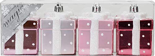 Inge-glas Kunststoff Geschenkbox 4 TLG 6,5cm Rosa Mix Weihnachtskugeln Geschenk bruchfest