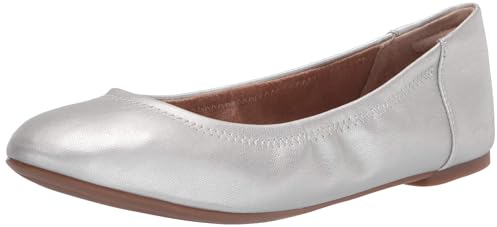 Amazon Essentials Women's Belice Slip On Ballet Flat, Silver, 5 UK