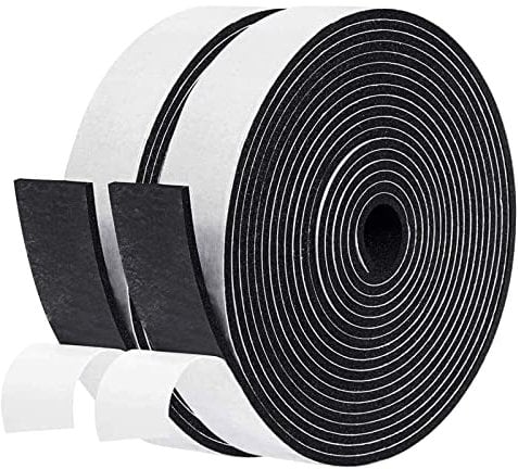 fowong Draft Excluder for Doors, 2 Rolls 25 mm(W) x 3 mm(T) Total 10M Long, Draught Excluder Tape for Doors and Windows, Door Insulation Strip for Door Seal, Soundproof, Shockproof, Black