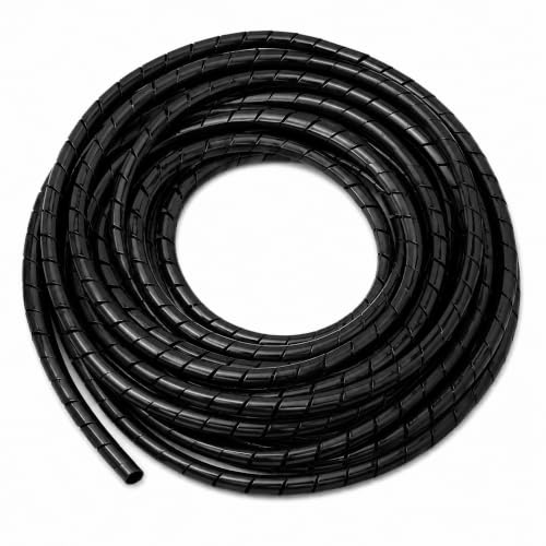 On1shelf® Spiral Cable Wrap 10m x 12mm Black Cable Management Sleeve for TV PC Gaming Setup Home Cinema Office Wire Organiser Flexible Wire Tidy Tube for Cables Chargers USB Leads