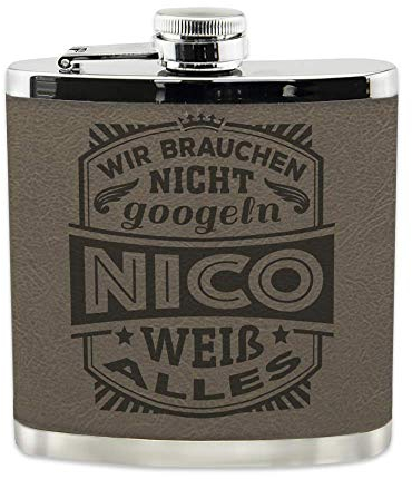 History & Heraldry Echter Kerl Flachmann Nico - individuell und personalisiert mit Gravur, Name und