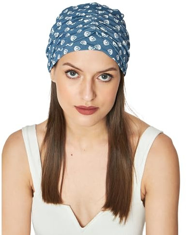 SAKUCHI Bonnet Chimio, Couvre-Chef Anti-Cancer pour Femme, Bonnets Soyeux en Bambou Doux pour la Perte de Cheveux, Gris et Blanc, Taille L