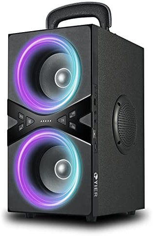 YIER Altoparlanti Bluetooth, altoparlante portatile senza fili TWS con luci, 100 dB forte subwoofer 80 W (picco), suono stereo, tecnologia bassup, lunga durata di riproduzione per feste all'aperto