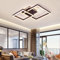 Becailyer LED-Deckenleuchten, 80 W Moderner LED-Dimmbarer Unterputz-Acryl-Kronleuchter, 3 Quadrate Unterputz-Deckenleuchte für Wohnzimmer, Küche, Schlafzimmer, Kaffeefarbe