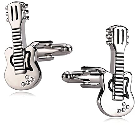 Musihy Hemd für Manschettenknöpfe, Gitarre Edle Manschettenknöpfe aus Silber Edelstahl Vater Geschenke