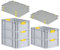 PROREGAL SuperSparSet 5x Eurobox NextGen Color mit Auflagedeckel & Schiebeschnappverschlüsse, HxBxT 22x40x60cm, 44L, Griffe gelb geschlossen, Verstärkter Boden, Eurobehälter Transportbox