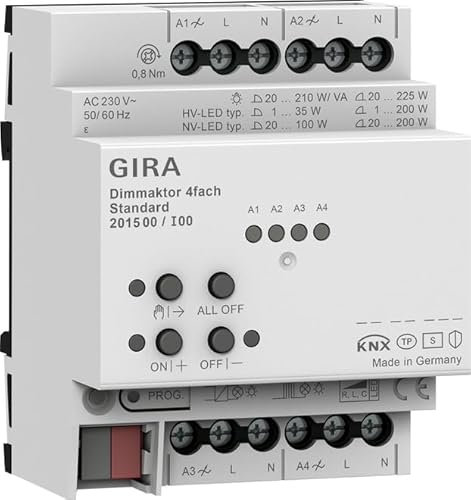 GIRA Dimmaktor 4f REG Std KNX Secure 18 cm x 57 cm Metall uni