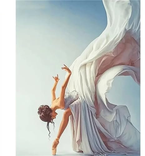 Peinture par Numero pour Adulte Enfant,Femme beauté de ballet Bricolage Peinture par Numéros à l'huile sur Toile,avec Peintures Acryliques et Pinceaux Kits pour Décor de Maison 40x50cm - avec cadre