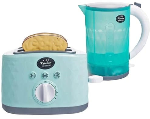 My First Toaster & Kettle Breakfast Set – Kids Pretend Kitchen Roleplay Toys with Pop-Up Toaster, Lights & Sounds Kettle – Toy Appliance Set – Pretend Play for Children Age 3+