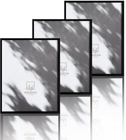 VUVUZULA Lot de 3 cadres photo en bois MDF - 40 x 50 cm - Noir