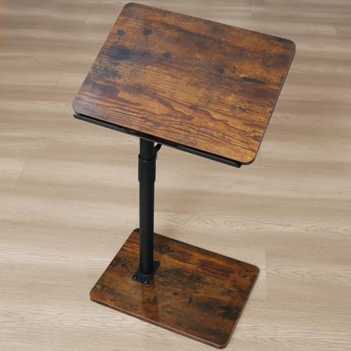 YUHFERA Couch Beistelltisch - 360° schwenkbar höhenverstellbar Endtisch für kleine Räume,Snack Beistelltisch für Bett oder Stuhl mit Telefon/Tablet Slot (Vintage,winkelverstellbar)