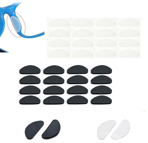 iCovalescent 20 Paia Naselli per Occhiali, Naselli per Occhiali Antiscivolo Silicone, Sottili Naselli per Occhiali, Forma di D Naselli Autoadesivi Antiscivolo(10 Bianco, 10 Nero)