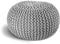 ELYFLAIR® handgefertigter Strickhocker Ø 55cm o. Ø 45cm I Sitzpouf Sitzpuff Bodenkissen Sessel Kissen Sitzhocker Sitzsack - mit eleganter Grobstrick-Optik - Dekoration Interieur (Weiß, Ø 45cm)