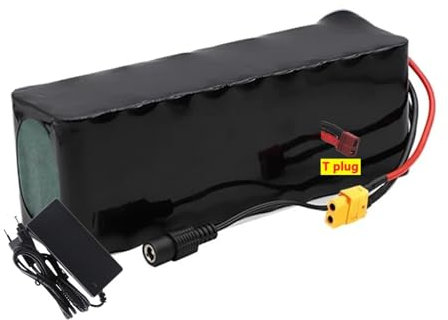 Batería de Bicicleta Eléctrica de 36V 11Ah 10S3P Batería de Iones de Litio Placa Protectora BMS Incorporada con Cargador para Patinete de Bicicleta T Plug,36V 11Ah