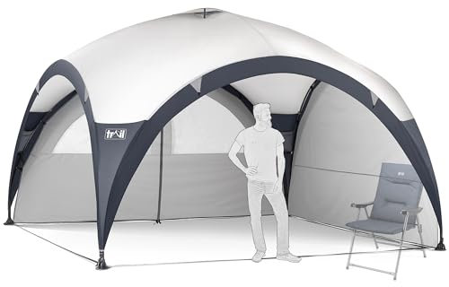 Trail Dome Gazebo with Sides, Portable Steel Pole Shelter, Outdoor Event Camping Garden, 4 Walls, 2 with Doors & Windows, UPF50+ Sun Protection, 4000mm Waterproof, Vent, Bag (4.5m x 4.5m x 2.25m)