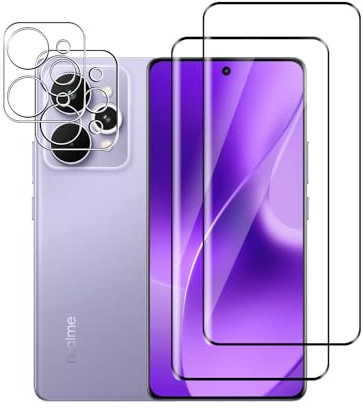 Afikyutu Protector de Pantalla para Realme 15 Pro 5G con Protector Cámara | 2 Piezas Cristal Templado + 2 Piezas Protector de Lente de Cámara, Anti-Arañazos, Fácil de Instalar, HD Vidrio Templado