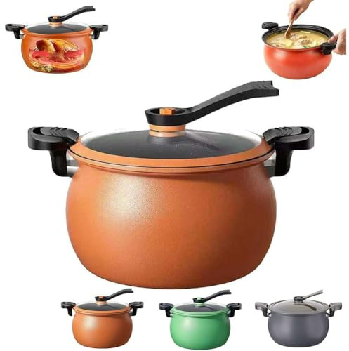 Autocuiseur multifonction de grande capacité antiadhésif, 8 L, couvercle en verre transparent, poignée anti-brûlure pour cuisinières à induction, cuisinière à gaz pour cuisson lente, saisie et saute