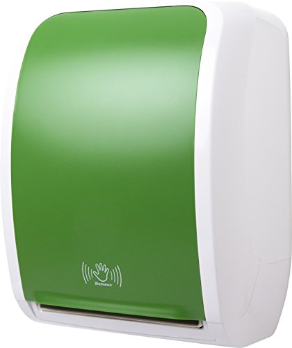 Blanc HYGIENIC Handtuchpapierspender Cosmos mit Sensor oder automatischer Papiernachfuhr – Handtuchrollenspender zur Wandmontage, Weiß und Grün
