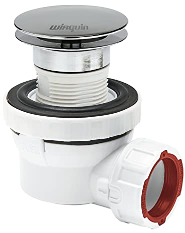 Wirquin 30723977 Ensemble bonde et siphon ultra compact pour lavabo Nano 6.7, chromé et blanc