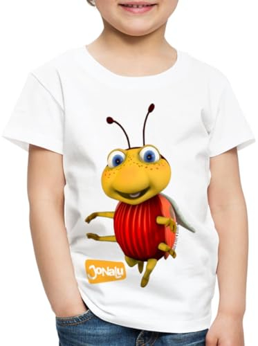 Spreadshirt JoNaLu Marienkäfer Ludwig Kinder Premium T-Shirt, 110/116 (4 Jahre), Weiß