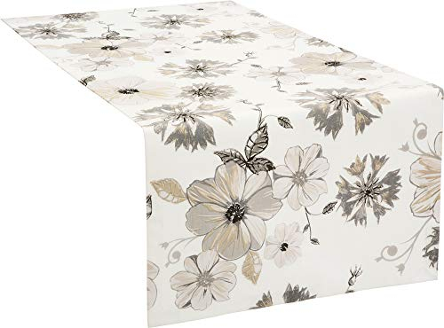 Erwin Müller Tischläufer, Tischdecke Blumen Blume Größe 40x170 cm - robuste Qualität, mit hochwertigem Kuvertsaum und Fleckschutz ausgerüstet, 100% Baumwolle