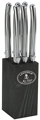 LAGUIOLE Bloc de 6 Couteaux à Steak INOX sur Bloc en Bois Noir