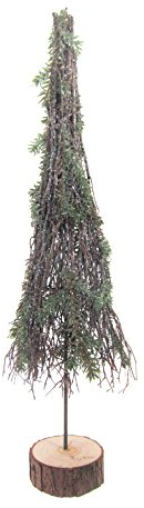 Unbekannt Künstliches TANNENBÄUMCHEN 52 cm. Tannenbaum GEEIST auf Holzsockel.