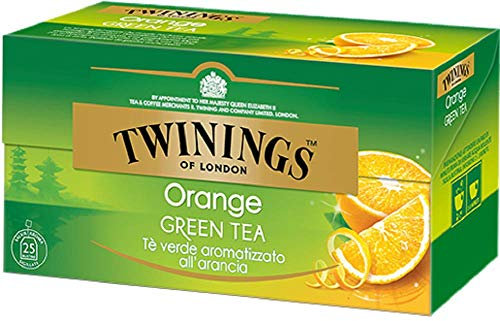 Twinings Tè Verde all'Arancia - Miscela di Tè verdi Provenienti da Cina e India, Aromatizzata con Arancia e Fiori di Loto - Gusto Leggero, Pacevole e Fragrante (25 Bustine)