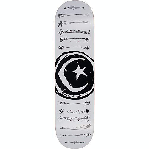Foundation Skateboards Star & Moon Scribble Skateboard-Brett, 21 cm, Weiß