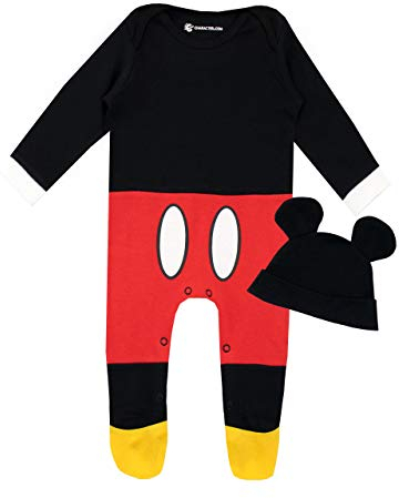 Disney Baby Jungen Mickey Mouse Schlafstrampler und Mütze Set Rot 80