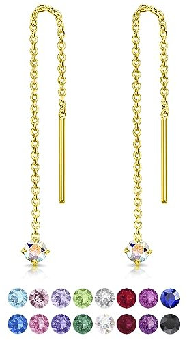 Aurora Boreale Orecchini Pendenti in Argento Placcato Oro - Orecchini Cristallo e Brillanti