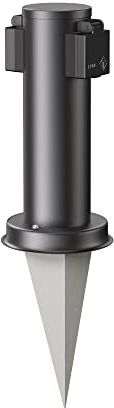 ledscom.de Garten-Steckdosen-Säule PORU mit Erdspieß für außen, 2-Fach, Edelstahl, schwarz, rund, 27cm