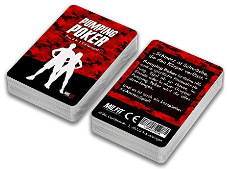 MILFIT | Pumping Poker | Military Fitness Kartenspiel | 52 Pokerkarten | Individuelle Workouts | Body Weight