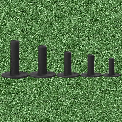 LOVMEAD Golf Tees Gummi Kurz Lang Golftees Driving Range Tee Gemischt Set Wert 5 10 Stück, Übungs Golftee Training Wintertees Holder 38 57 70 76 80 mm für Übungsmatte (Schwarz-5 Stück)