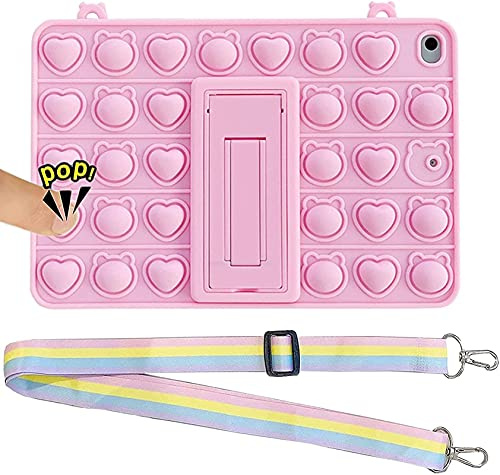 BeiLuo Relieve Stress, Silicone Rainbow Pop Bubble Push Bubble Fidget Toy Silicone Tablet Case for IPad Air Mini 4 5 Pro 10.5 11 9.7 Kids Pop It Soft Cover (2019 iPad /2020 iPad 10.2,Pink)