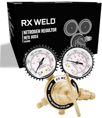 RX WELD Stickstoffregler mit 0–600 PSI Lieferdruckausrüstung, Messingeinlassauslass-Anschluss, ideal für HVAC-Spülen, Löten und Löten