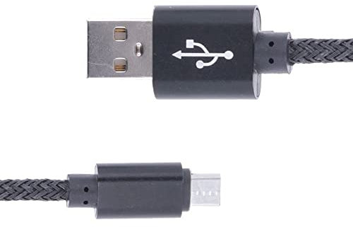 REY Cable USB Macho a Micro USB Macho Malla Reforzada Trenzado Negro - Gris 3 Metros Anti enredos