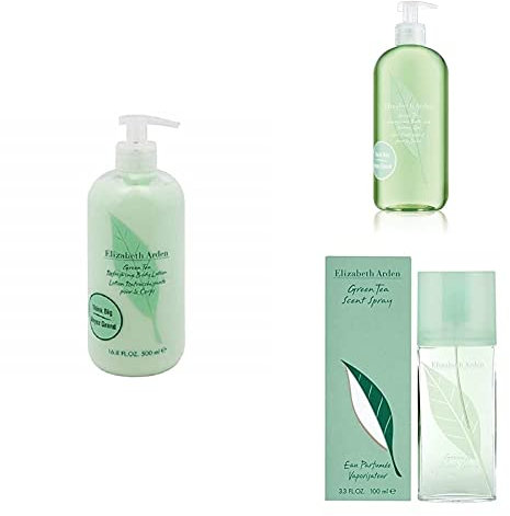 Elizabeth Arden Green Tea Trio | Mega Body Lotion, Green Tea, 500 millilitre | Bath and Shower Gel, 500 ml | Scent Spray- Eau Parfumee -Vaporisateur- 100 ml