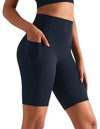 XDSP Damen Kurze Leggings Damen Yoga Shorts Kurze Leggings mit Handytasche Fitness Shorts (L, Schwarz)