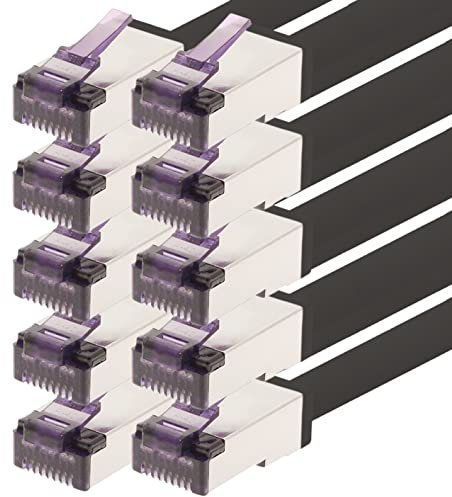 1aTTack.de - 0.5m - CAT6a Superflex Ethernet Gigabit LAN network cable RJ45 CAT6 A patch cable 10000 Mbit s SFTP PIMF 500 MHz compatible with CAT6 CAT5 - black - 10 pieces