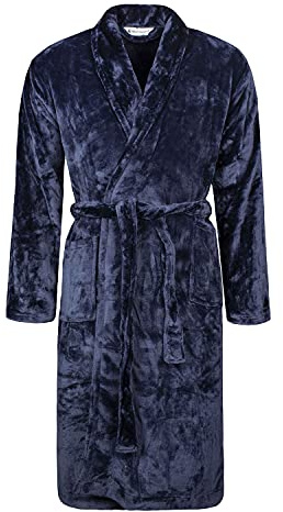 HEAT HOLDERS Mens Fleece Dressing Gown Luxury Soft Winter Warm Bathrobe without Hood