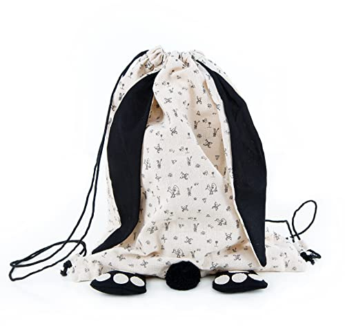 Ostersäckchen zum Befüllen: Naturbrauner Leinenrucksack mit Hasenohren, Vielseitig als Osternest, Geschenktüte & Sportbeutel für Kinder, Tasche für Ostern, Osterbeutel mit Naturmotiv, 42 x 36 x 30 cm