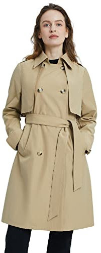 Orolay Trench-Coat à Double Boutonnage de Mi-Longueur pour Femme avec Empiècement Amovible Kaki XL