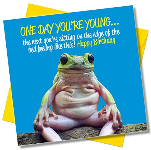 Punkcards Lustige Geburtstagskarte für Männer – One Day You're Young – Geburtstagskarte für beste Freundin – Geburtstagskarte für Freunde und Frauen – Frosch-Geburtstagskarte